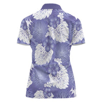 Purple Aloha Hawaii Women Polo Shirt Monstera Hibiscus Plumeria Seamless Vibes LT14 - Polynesian Pride
