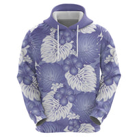 Purple Aloha Hawaii Zip Hoodie Monstera Hibiscus Plumeria Seamless Vibes - Polynesian Pride