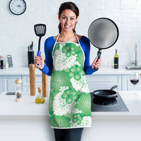 Green Aloha Hawaii Apron Monstera Hibiscus Plumeria Seamless Vibes - Polynesian Pride