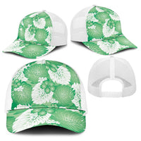 Green Aloha Hawaii Baseball Net Cap Monstera Hibiscus Plumeria Seamless Vibes - Polynesian Pride