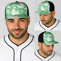 Green Aloha Hawaii Baseball Net Cap Monstera Hibiscus Plumeria Seamless Vibes - Polynesian Pride