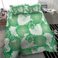 Green Aloha Hawaii Bedding Set Monstera Hibiscus Plumeria Seamless Vibes - Polynesian Pride