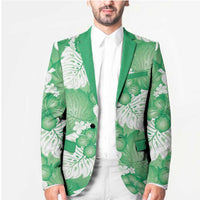 Green Aloha Hawaii Blazer Monstera Hibiscus Plumeria Seamless Vibes - Polynesian Pride