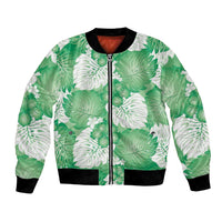 Green Aloha Hawaii Bomber Jacket Monstera Hibiscus Plumeria Seamless Vibes - Polynesian Pride