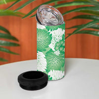 Green Aloha Hawaii 4 in 1 Can Cooler Tumbler Monstera Hibiscus Plumeria Seamless Vibes - Polynesian Pride