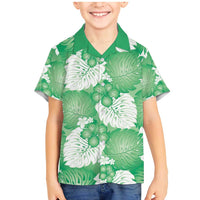 Green Aloha Hawaii Family Matching Mermaid Dress and Hawaiian Shirt Monstera Hibiscus Plumeria Seamless Vibes LT14 Son's Shirt Green - Polynesian Pride