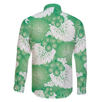 Green Aloha Hawaii Family Matching Puletasi and Hawaiian Shirt Monstera Hibiscus Plumeria Seamless Vibes LT14 - Polynesian Pride