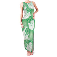 Green Aloha Hawaii Family Matching Tank Maxi Dress and Hawaiian Shirt Monstera Hibiscus Plumeria Seamless Vibes - Polynesian Pride