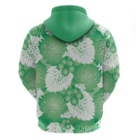 Green Aloha Hawaii Hoodie Monstera Hibiscus Plumeria Seamless Vibes - Polynesian Pride