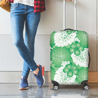 Green Aloha Hawaii Luggage Cover Monstera Hibiscus Plumeria Seamless Vibes - Polynesian Pride