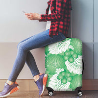 Green Aloha Hawaii Luggage Cover Monstera Hibiscus Plumeria Seamless Vibes - Polynesian Pride