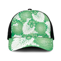 Green Aloha Hawaii Mesh Trucker Cap Monstera Hibiscus Plumeria Seamless Vibes LT14 One Size Black Green - Polynesian Pride