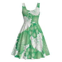 Green Aloha Hawaii Midi Dress Monstera Hibiscus Plumeria Seamless Vibes - Polynesian Pride