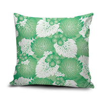 Green Aloha Hawaii Pillow Cover Monstera Hibiscus Plumeria Seamless Vibes - Polynesian Pride