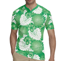 Green Aloha Hawaii Rugby Jersey Monstera Hibiscus Plumeria Seamless Vibes LT14 - Polynesian Pride