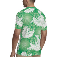 Green Aloha Hawaii Rugby Jersey Monstera Hibiscus Plumeria Seamless Vibes LT14 - Polynesian Pride