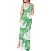 Green Aloha Hawaii Tank Maxi Dress Monstera Hibiscus Plumeria Seamless Vibes - Polynesian Pride