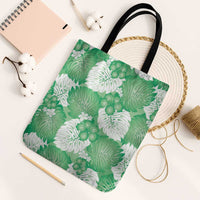 Green Aloha Hawaii Tote Bag Monstera Hibiscus Plumeria Seamless Vibes - Polynesian Pride
