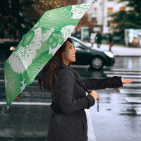 Green Aloha Hawaii Umbrella Monstera Hibiscus Plumeria Seamless Vibes - Polynesian Pride