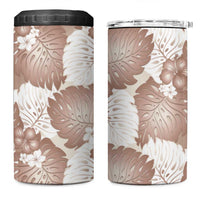 Mocha Mousse Aloha Hawaii 4 in 1 Can Cooler Tumbler Monstera Hibiscus Plumeria Seamless Vibes - Polynesian Pride