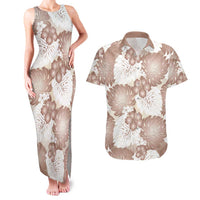 Mocha Mousse Aloha Hawaii Couples Matching Tank Maxi Dress and Hawaiian Shirt Monstera Hibiscus Plumeria Seamless Vibes - Polynesian Pride