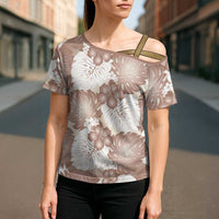 Mocha Mousse Aloha Hawaii Cross Shoulder Shirt Monstera Hibiscus Plumeria Seamless Vibes LT14 - Polynesian Pride