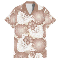 Mocha Mousse Aloha Hawaii Family Matching Long Sleeve Bodycon Dress and Hawaiian Shirt Monstera Hibiscus Plumeria Seamless Vibes LT14 Dad's Shirt - Short Sleeve Mocha Mousse - Polynesian Pride