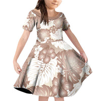 Mocha Mousse Aloha Hawaii Family Matching Off Shoulder Short Dress and Hawaiian Shirt Monstera Hibiscus Plumeria Seamless Vibes - Polynesian Pride