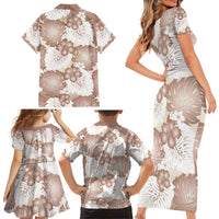 Mocha Mousse Aloha Hawaii Family Matching Short Sleeve Bodycon Dress and Hawaiian Shirt Monstera Hibiscus Plumeria Seamless Vibes LT14 - Polynesian Pride