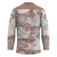 Mocha Mousse Aloha Hawaii Hockey Jersey Monstera Hibiscus Plumeria Seamless Vibes - Polynesian Pride