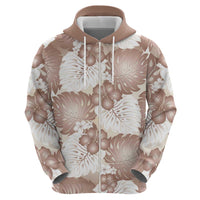 Mocha Mousse Aloha Hawaii Hoodie Monstera Hibiscus Plumeria Seamless Vibes - Polynesian Pride