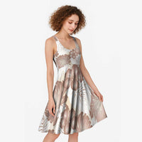 Mocha Mousse Aloha Hawaii Midi Dress Monstera Hibiscus Plumeria Seamless Vibes - Polynesian Pride