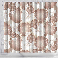 Mocha Mousse Aloha Hawaii Shower Curtain Monstera Hibiscus Plumeria Seamless Vibes - Polynesian Pride