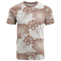 Mocha Mousse Aloha Hawaii T Shirt Monstera Hibiscus Plumeria Seamless Vibes - Polynesian Pride