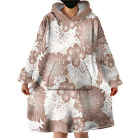 Mocha Mousse Aloha Hawaii Wearable Blanket Hoodie Monstera Hibiscus Plumeria Seamless Vibes - Polynesian Pride