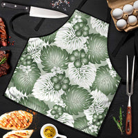 Sage Green Aloha Hawaii Apron Monstera Hibiscus Plumeria Seamless Vibes - Polynesian Pride