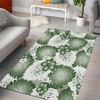 Sage Green Aloha Hawaii Area Rug Monstera Hibiscus Plumeria Seamless Vibes - Polynesian Pride