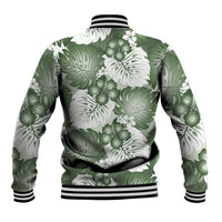 Sage Green Aloha Hawaii Baseball Jacket Monstera Hibiscus Plumeria Seamless Vibes LT14 - Polynesian Pride