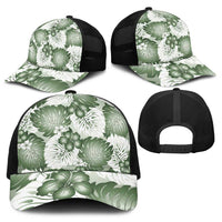 Sage Green Aloha Hawaii Baseball Net Cap Monstera Hibiscus Plumeria Seamless Vibes - Polynesian Pride