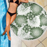 Sage Green Aloha Hawaii Beach Blanket Monstera Hibiscus Plumeria Seamless Vibes - Polynesian Pride