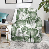 Sage Green Aloha Hawaii Blanket Monstera Hibiscus Plumeria Seamless Vibes - Polynesian Pride