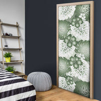 Sage Green Aloha Hawaii Door Cover Monstera Hibiscus Plumeria Seamless Vibes - Polynesian Pride