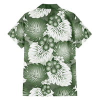 Sage Green Aloha Hawaii Family Matching Off Shoulder Short Dress and Hawaiian Shirt Monstera Hibiscus Plumeria Seamless Vibes - Polynesian Pride