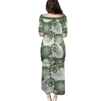 Sage Green Aloha Hawaii Family Matching Puletasi and Hawaiian Shirt Monstera Hibiscus Plumeria Seamless Vibes LT14 - Polynesian Pride