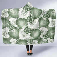 Sage Green Aloha Hawaii Hooded Blanket Monstera Hibiscus Plumeria Seamless Vibes LT14 One Size Sage Green - Polynesian Pride