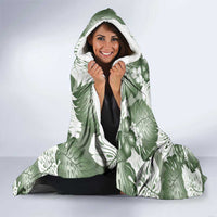 Sage Green Aloha Hawaii Hooded Blanket Monstera Hibiscus Plumeria Seamless Vibes LT14 - Polynesian Pride