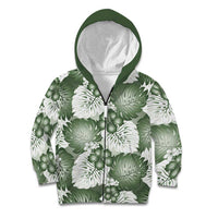 Sage Green Aloha Hawaii Kid Hoodie Monstera Hibiscus Plumeria Seamless Vibes - Polynesian Pride