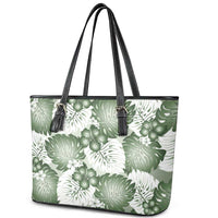 Sage Green Aloha Hawaii Leather Tote Bag Monstera Hibiscus Plumeria Seamless Vibes - Polynesian Pride