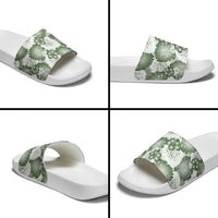 Sage Green Aloha Hawaii Slide Sandals Monstera Hibiscus Plumeria Seamless Vibes - Polynesian Pride