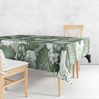 Sage Green Aloha Hawaii Tablecloth Monstera Hibiscus Plumeria Seamless Vibes - Polynesian Pride